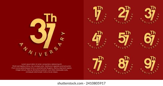 anniversary set vector design with golden color for celebration moment