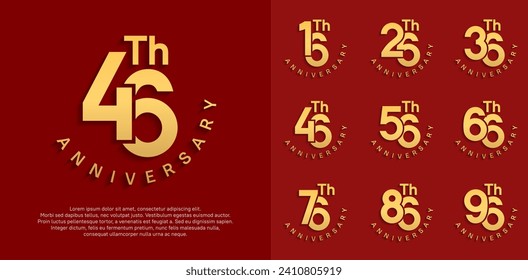 anniversary set vector design with golden color for celebration moment