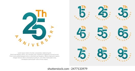 anniversary set vector design with green and orange color for celebration moment