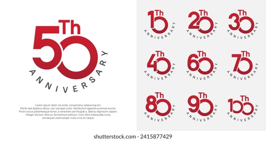 anniversary set vector design with red and black color for celebration moment