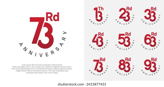 anniversary set vector design with red and black color for celebration moment