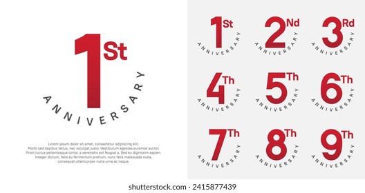 anniversary set vector design with red and black color for celebration moment