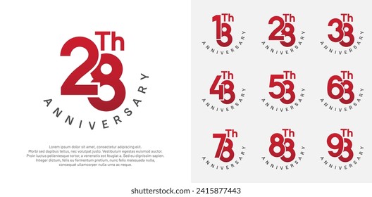 anniversary set vector design with red and black color for celebration moment