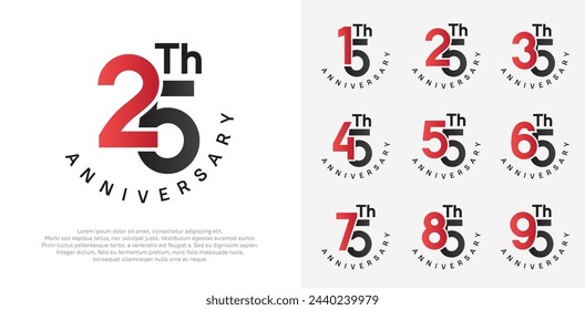 anniversary set vector design with red and black color for celebration moment
