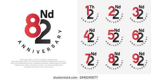 anniversary set vector design with red and black color for celebration moment