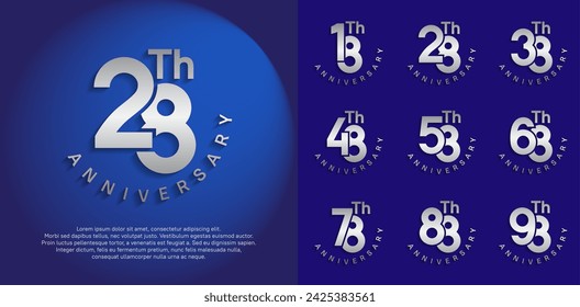 anniversary set vector design with silver color for celebration moment