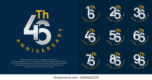anniversary set vector design with silver and orange color for celebration moment