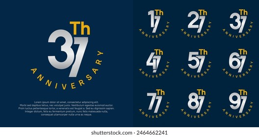 anniversary set vector design with silver and orange color for celebration moment