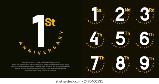 anniversary set vector design with white and orange color for celebration moment