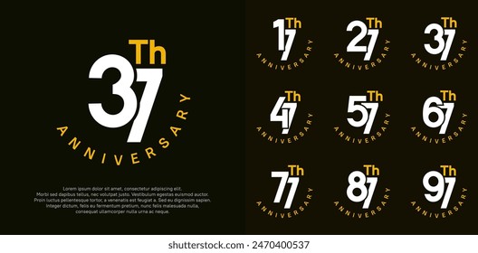 anniversary set vector design with white and orange color for celebration moment