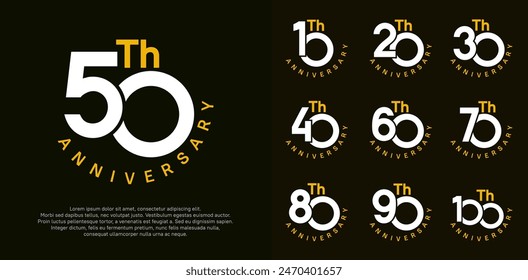 anniversary set vector design with white and orange color for celebration moment