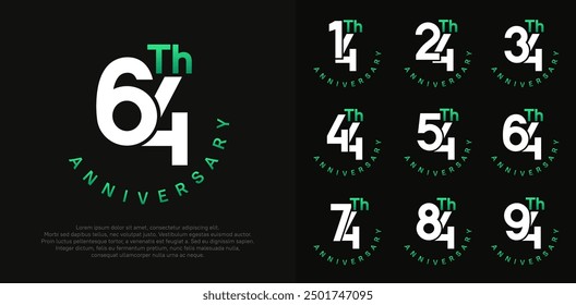 Diseño del Vector del sistema del aniversario con el color blanco y verde para el momento de la celebración