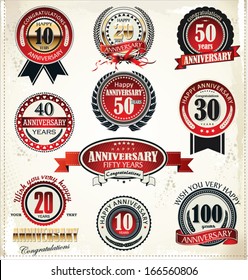 Anniversary sign collection, retro design