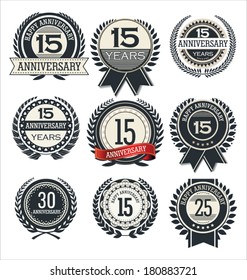 Anniversary sign collection, retro design
