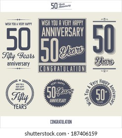 Anniversary sign collection, retro design