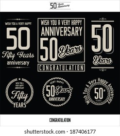 Anniversary sign collection, retro design