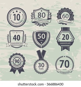 Anniversary sign collection, retro design