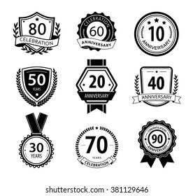 Anniversary sign collection, retro design