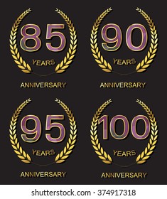 Anniversary sign collection. Vector set of anniversary symbols.Vector illustration.