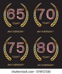 Anniversary sign collection. Vector set of anniversary symbols.Vector illustration.