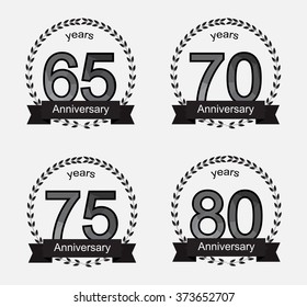 Anniversary sign collection.Vector set of anniversary symbols.Vector illustration.