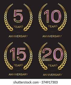 Anniversary sign collection.Vector set of anniversary symbols.Vector illustration.