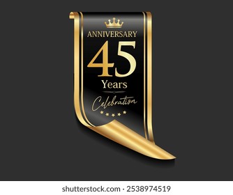 Anniversary sign isolated on black background 10 years