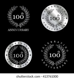 Anniversary Silver laurel wreath. Set of Metal Anniversary Signs Badges