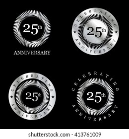 Anniversary Silver laurel wreath. Set of Metal Anniversary Signs Badges