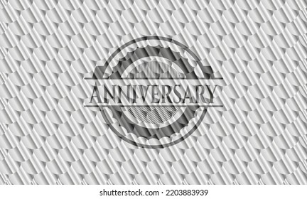 Anniversary silver shiny badge. Scales pattern. Vector Illustration. Detailed. 