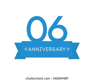 anniversary to six year, label sign icon, ribbon element, greeting cards, banners and tags