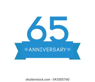 anniversary to sixty-five years, the label icon, element ribbon, greeting cards, banners and tags