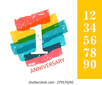 Anniversary symbol with numbers set, vector illustration