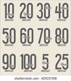 Anniversary template for cards and congratulation design collection