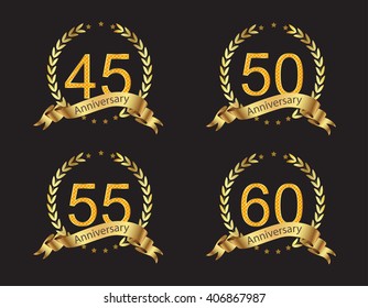 Anniversary template design.Vector anniversary golden signs.