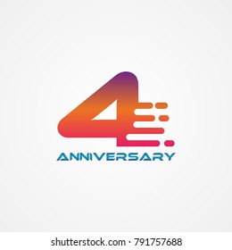 Anniversary text with number 4, Tech Lettering