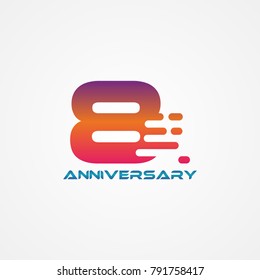 Anniversary text with number 8, Tech Lettering