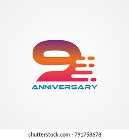 Anniversary text with number 9, Tech Lettering