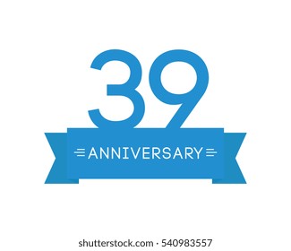 anniversary to thirty-nine years old, the icon label pins, ribbon element, greeting cards, banners and tags