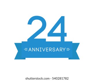anniversary to twenty-four years, the label icon, element ribbon, greeting cards, banners and tags