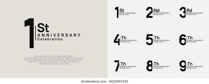 anniversary vector design set black color for celebration day