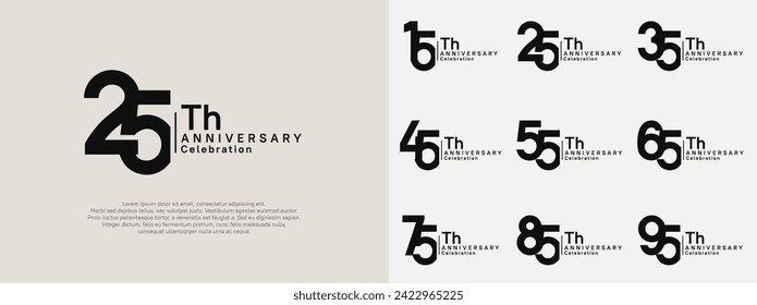 diseño de vectores de aniversario conjunto color negro para el día de celebración