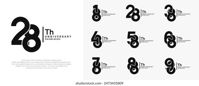 anniversary vector design set with black color can be use for special moment