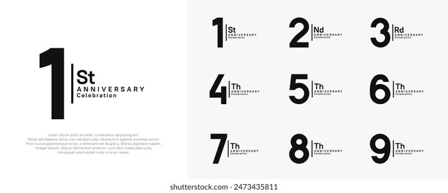 anniversary vector design set with black color can be use for special moment