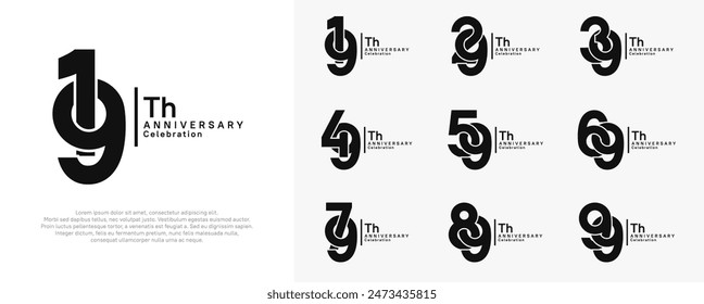 el conjunto de diseño de Vector de aniversario con color negro se puede utilizar para un momento especial