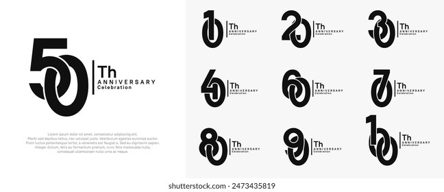 el conjunto de diseño de Vector de aniversario con color negro se puede utilizar para un momento especial