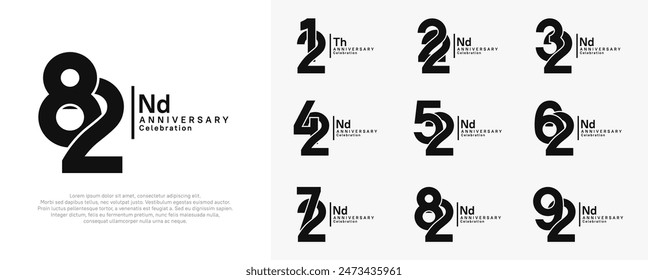 anniversary vector design set with black color can be use for special moment
