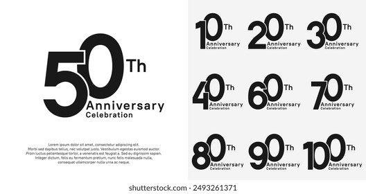 Jubiläums-Vektorgrafik-Design-Set mit Schwarz für besondere Momentenfeier