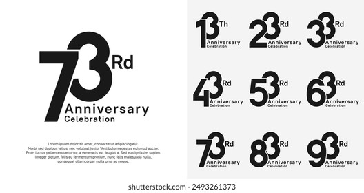 Jubiläums-Vektorgrafik-Design-Set mit Schwarz für besondere Momentenfeier