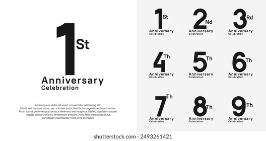 anniversary vector design set with black color for special moment celebration